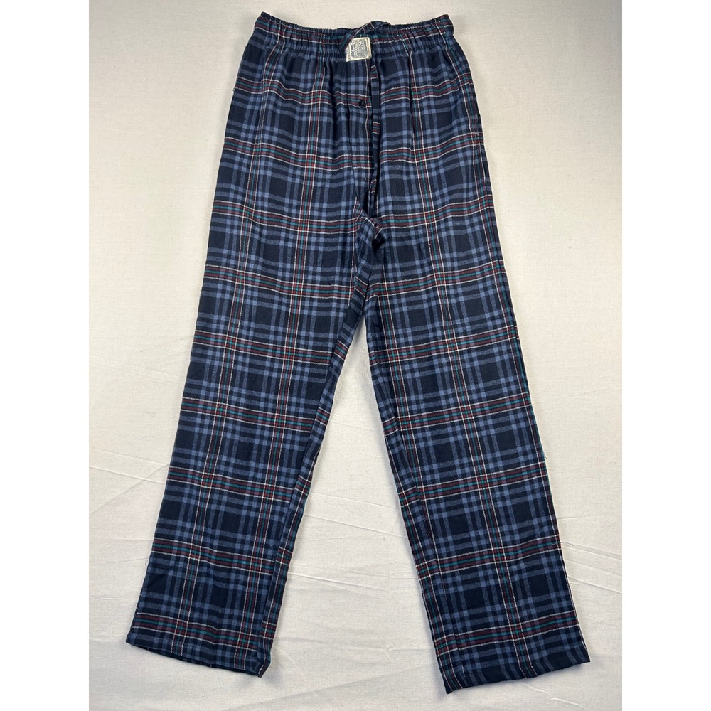 Lucky Brand Sleepwear Mens Small Blue Plaid Pajama Pants Cotton Blend Lounge